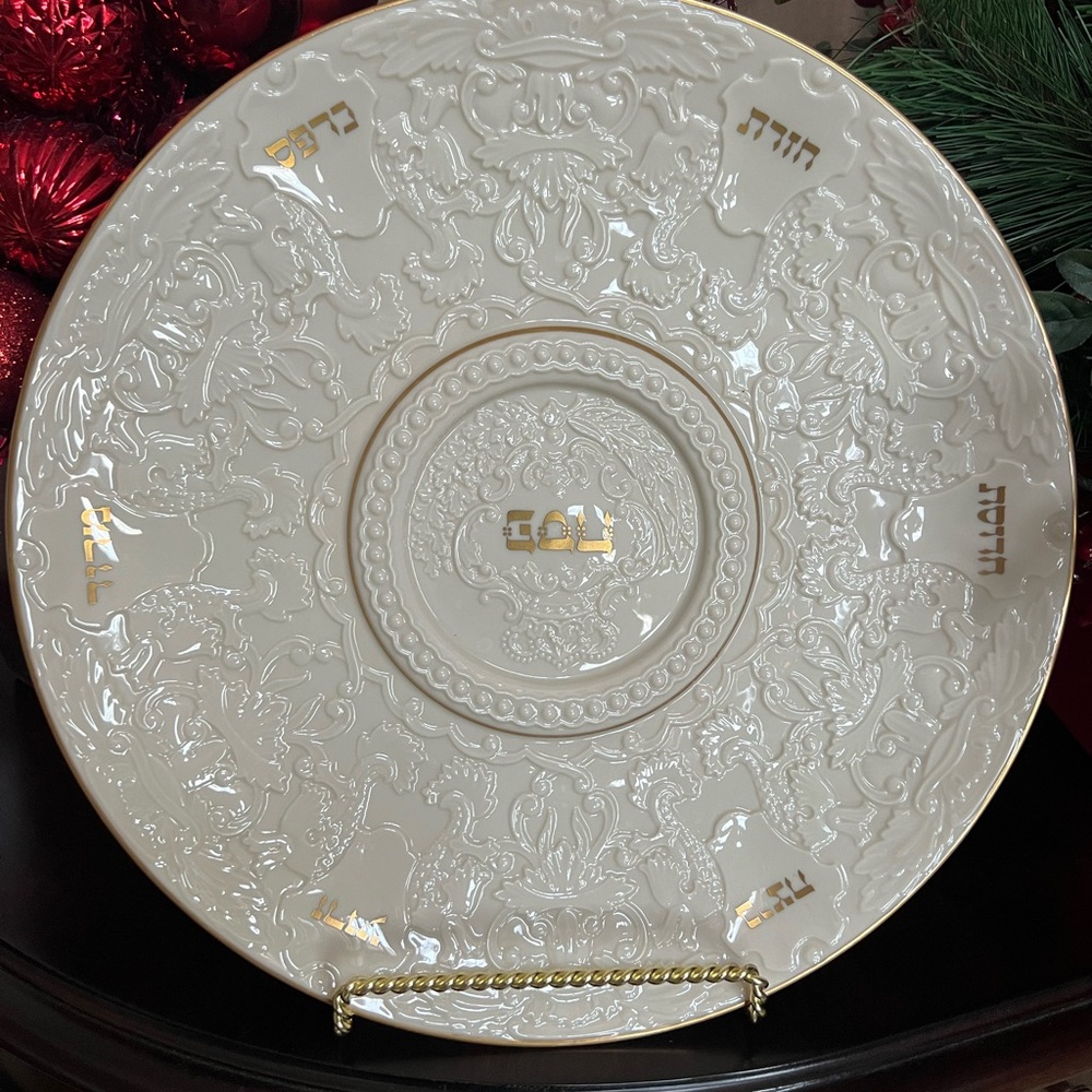 Lenox Hebrew Passover Pesach Seder Plate 13" Jewish Museum Judaica 24K Gold Trim
